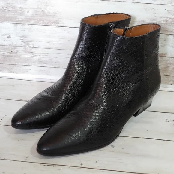 Aquatalia Black Snakeskin Ankle Boots - Picture 3 of 12